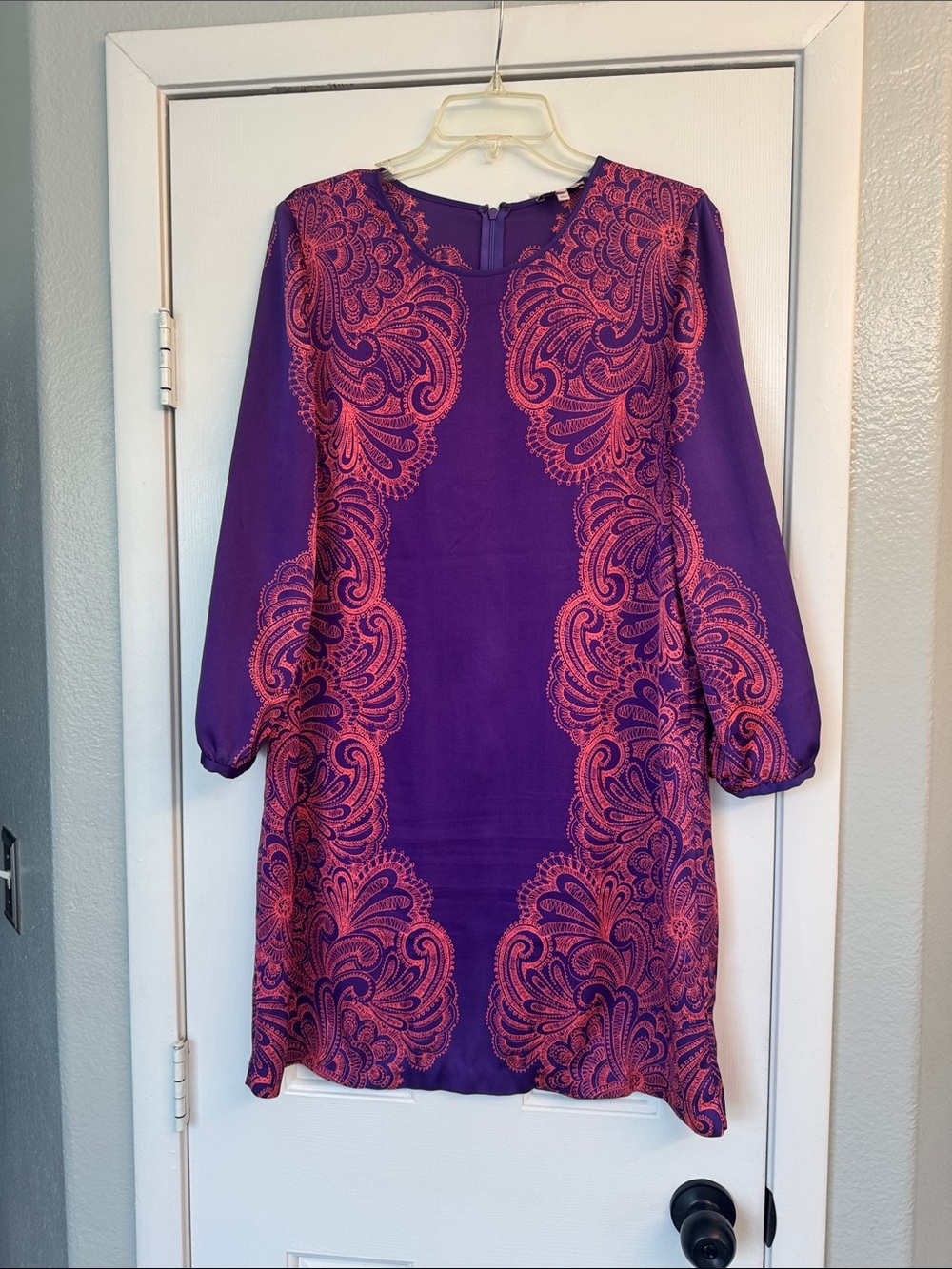 Purple & Pink Long-Sleeve Shift Dress